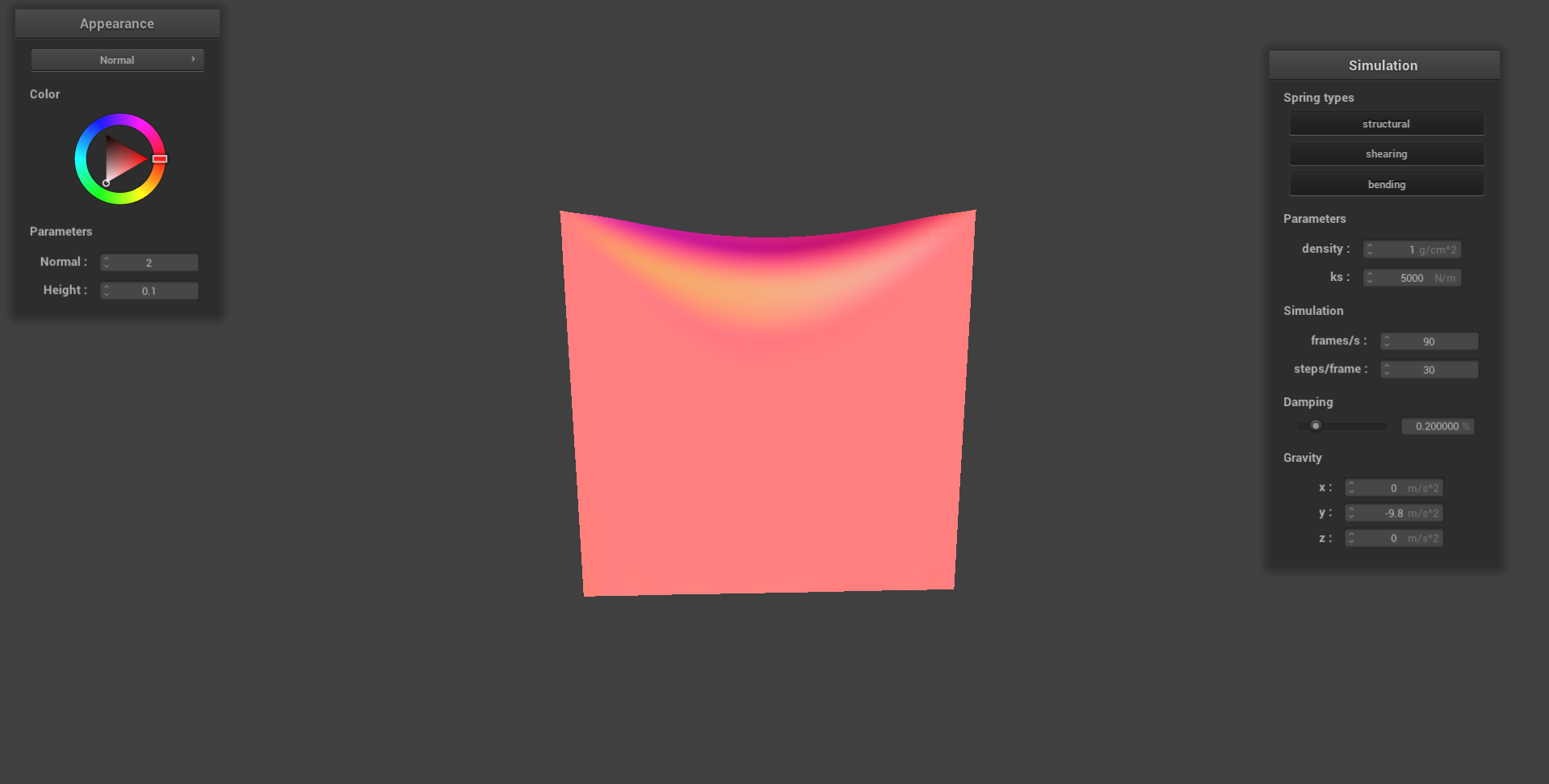 Figure 1.1: Cloth with Low Density. Low rho